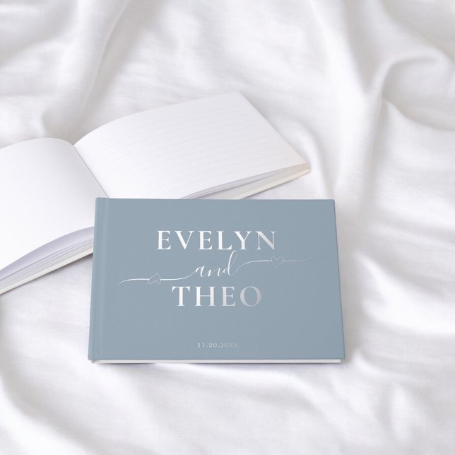 Elegante libro de Bodas de caligrafía azul corazón (Subido por el creador)