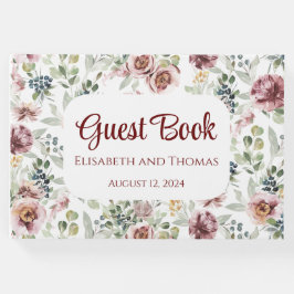 Elegante libro de bodas de flores pintadas de colo