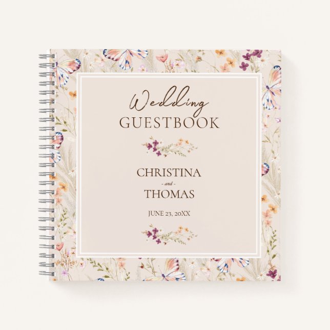 Elegante libro de Bodas de flores silvestres de ch (Anverso)