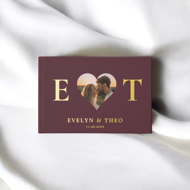 Elegante libro de Bodas de Monograma Corazón de Bo (Subido por el creador)