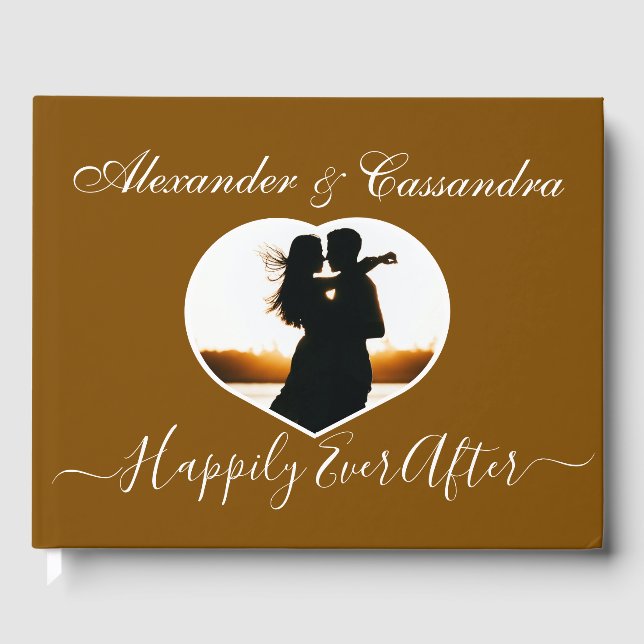 Elegante libro de Bodas minimalista marrón moderno (Anverso)