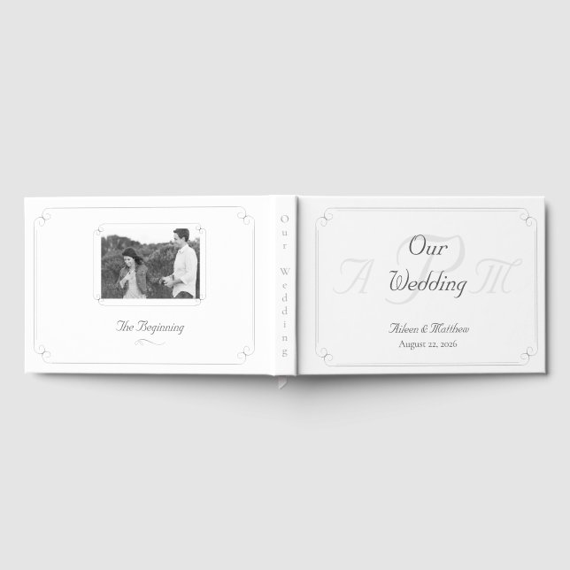 Elegante libro de Bodas monogramado católico (Lleno)