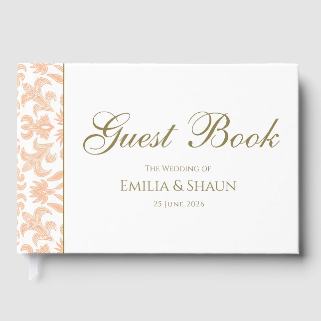 Elegante libro de Bodas Pastel Peach (Anverso)