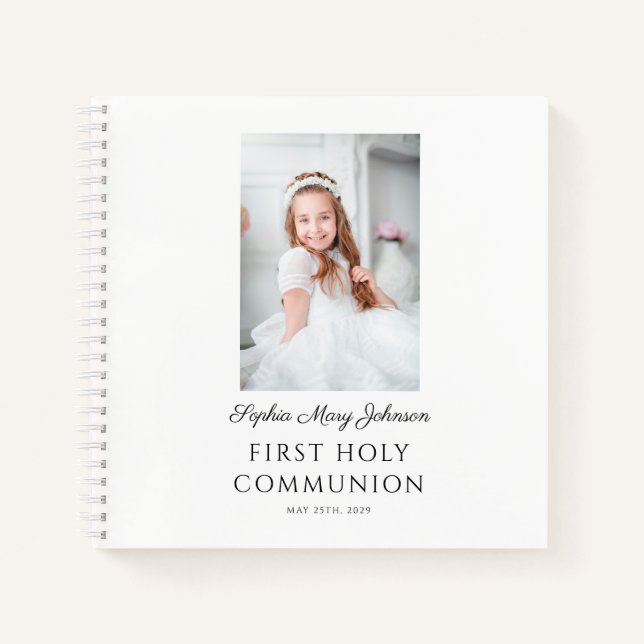 Elegante libro de Chica de foto de primera comunió (Anverso)