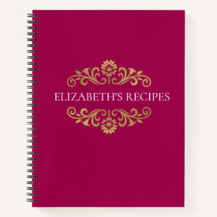 Elegante libro de cocina con monograma de oro rosa