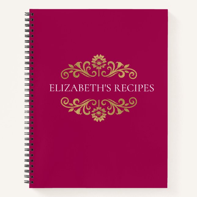 Elegante libro de cocina con monograma de oro rosa (Anverso)
