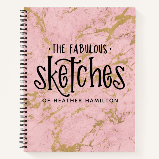 Elegante libro de esbozo de mármol rosa de oro (Anverso)