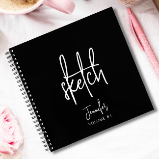 Elegante libro de esbozo personalizado negro tu no