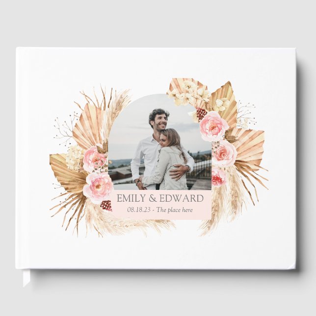 Elegante libro de fotos de Boho Floral Pampas Gras (Anverso)