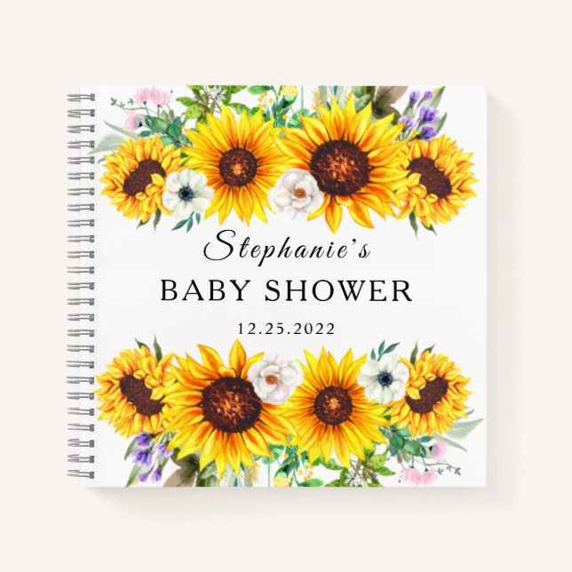 Elegante libro de invitados Baby Shower Flor de gi (Anverso)