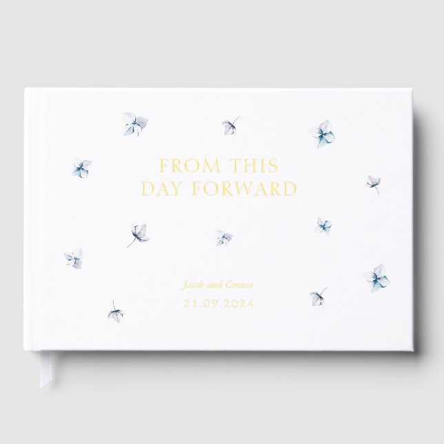 Elegante libro de invitados de Boda de Hydrangea A (Anverso)