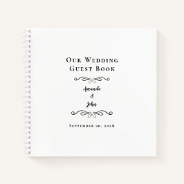 Elegante libro de invitados de Boda en Blanco y Ne