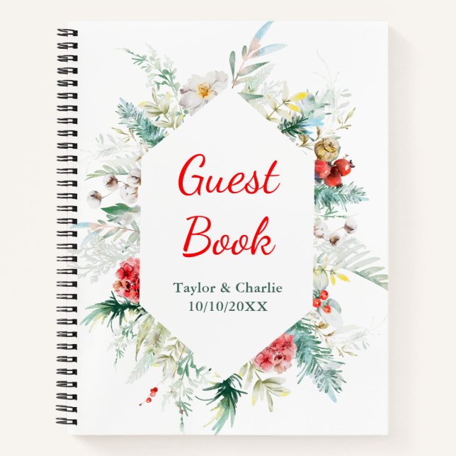 Elegante libro de invitados de Bodas de Invierno c (Anverso)