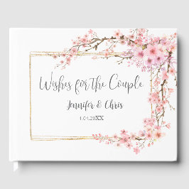 Elegante libro de invitados de cerezo en flor