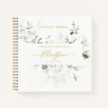 Elegante libro de invitados de Eucalyptus Gold Scr