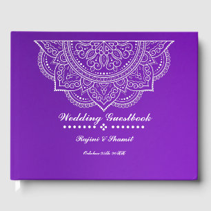 Elegante libro de invitados de Purple Paisley Mand