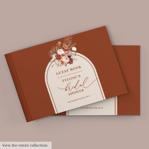 Elegante libro de invitados de terracota pampas bo