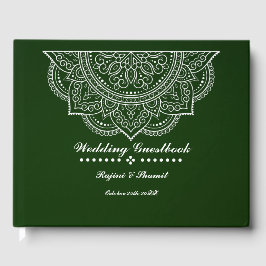 Elegante libro de invitados de verde esmeralda Pai