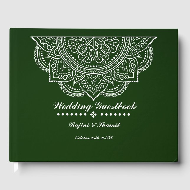 Elegante libro de invitados de verde esmeralda Pai (Anverso)