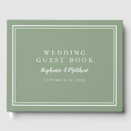 Elegante libro de invitados de Wedding Sage Green 