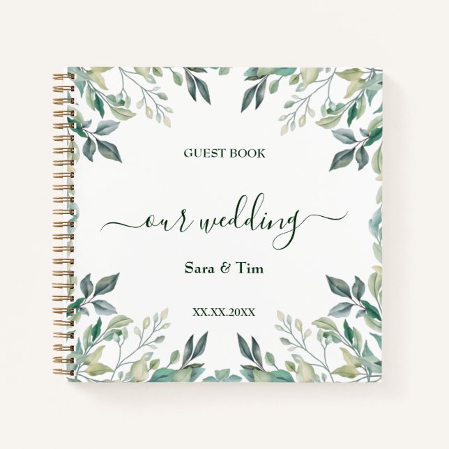 Elegante libro de invitados Eucalyptus Greenery (Anverso)
