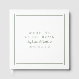 Elegante libro de invitados verde para bodas