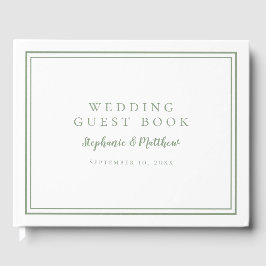 Elegante libro de invitados verde para bodas