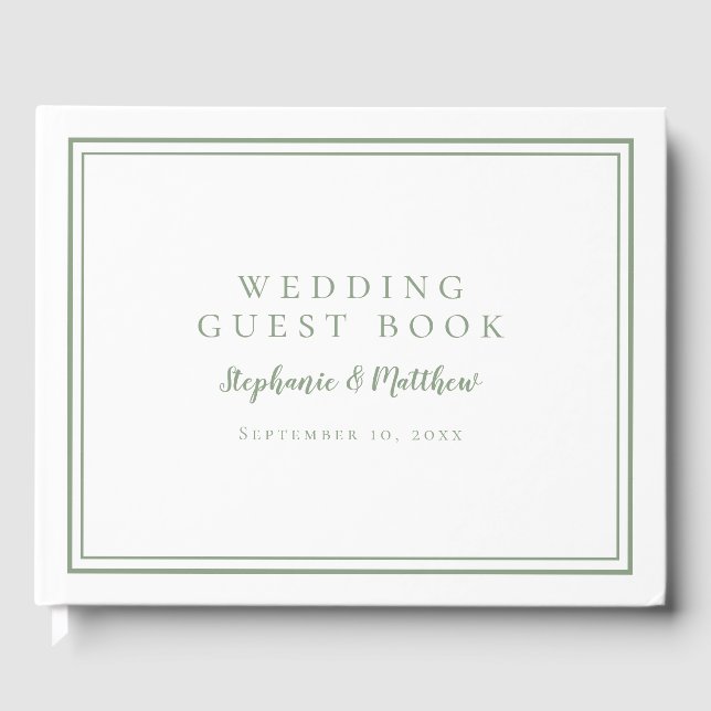 Elegante libro de invitados verde para bodas (Anverso)