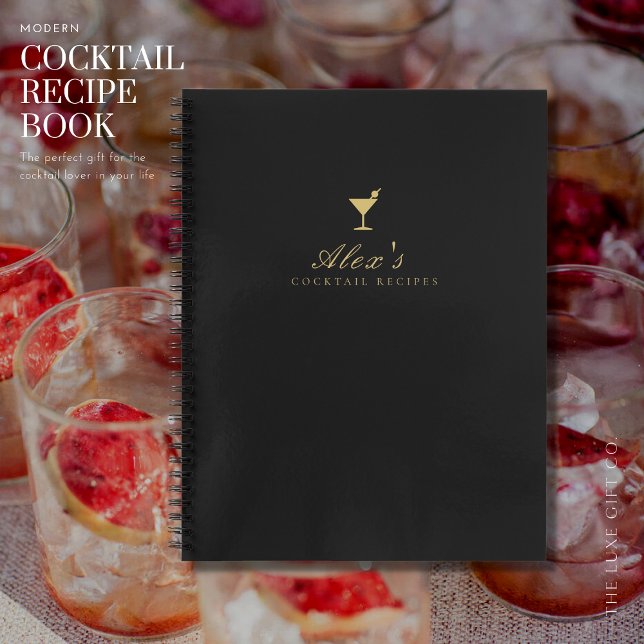 Elegante libro de recetas de cócteles negro y dora (Subido por el creador)