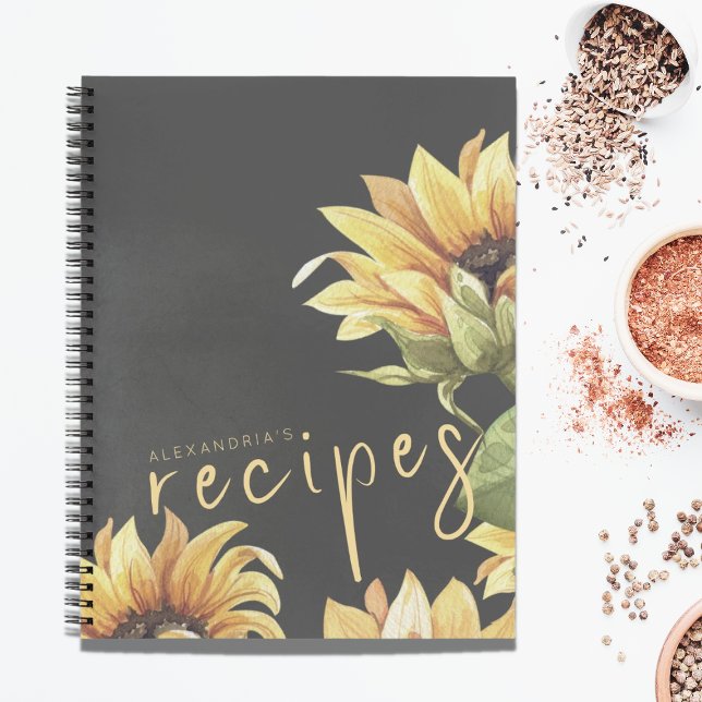 Elegante libro de recetas de nombre de girasol acu (Subido por el creador)