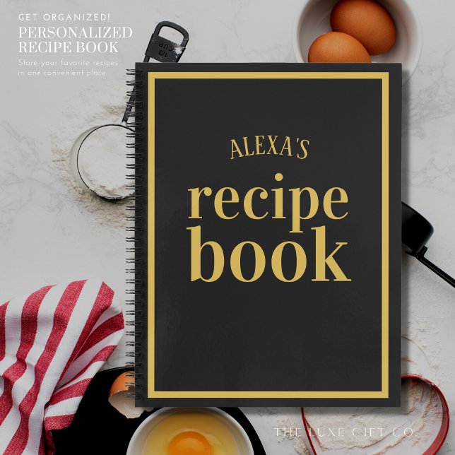 Elegante libro de recetas en blanco y negro dorado (Subido por el creador)
