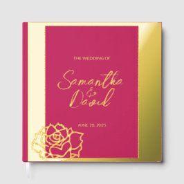 Elegante libro de Relieve metalizado de Boda Rojo 