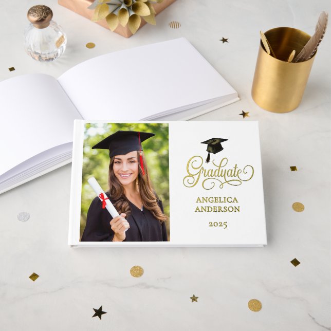 Elegante libro de Relieve metalizado para graduado (Anverso Abierto)