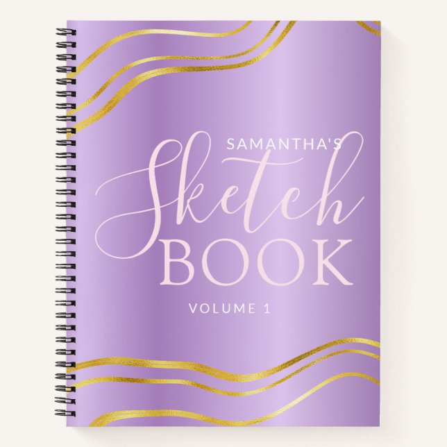 Elegante libro de sketchbook de oro morado persona (Anverso)