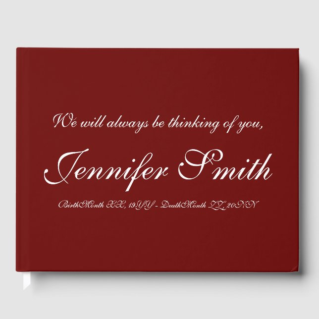 Elegante libro de visitas a los funerales (Anverso)