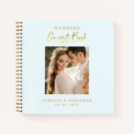 Elegante libro de visitas de Bodas Sky Blue Script