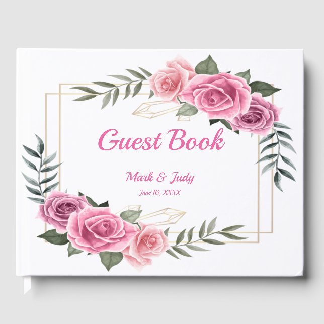 Elegante libro de visitas del Boda de rosa rosa ge (Anverso)