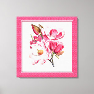 Elegante lienzo de Magnolias Rosa