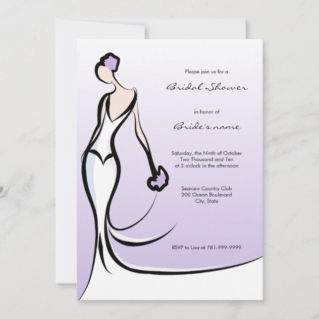 Elegante Lilac Bridal Shower Invitaciones (Anverso)