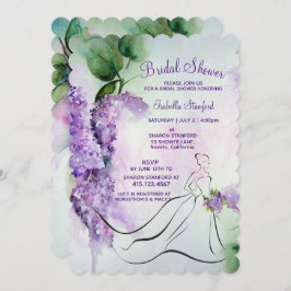 Elegante Lilac Flores Bridal Ducha Invitación