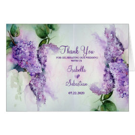 Elegante Lilac Flowers Boda Gracias Tarjeta