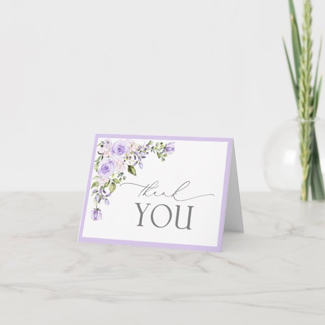 Elegante Lilac Lavender Floral Gracias Tarjeta (Anverso)