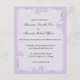Elegante Lilac Scrollwork Invitación formal de mat
