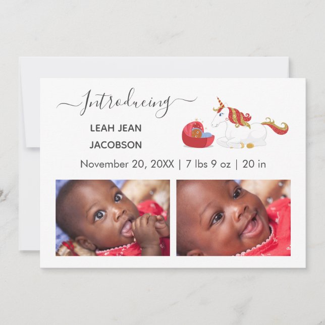 Elegante lindo bebé foto anuncio unicornio (Anverso)