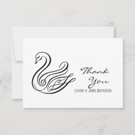 Elegante Línea Art Swan Boda Gracias Tarjeta