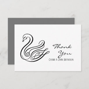 Elegante Línea Art Swan Boda Gracias Tarjeta