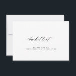 Elegante lista de cubo de boda minimalista<br><div class="desc">Guión simple de caligrafía en blanco y negro boda lista de consejos</div>