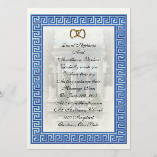 Elegante llave azul de la invitación a la boda gri