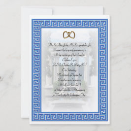 Elegante llave azul de la invitación a la boda gri