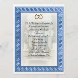 Elegante llave azul de la invitación a la boda gri